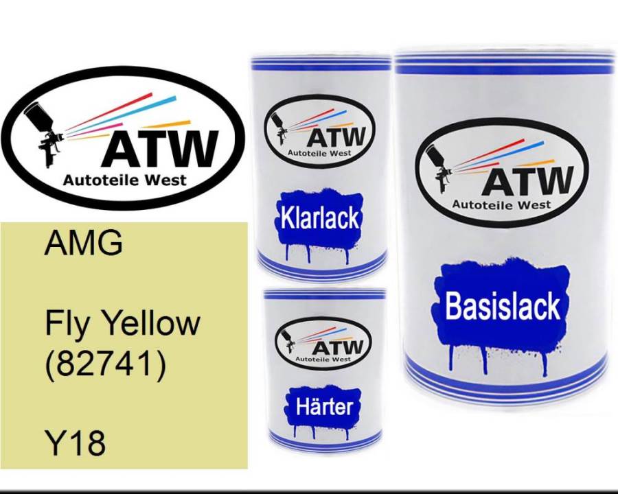 AMG, Fly Yellow (82741), Y18: 500ml Lackdose + 500ml Klarlack + 250ml Härter - Set, von ATW Autoteile West.